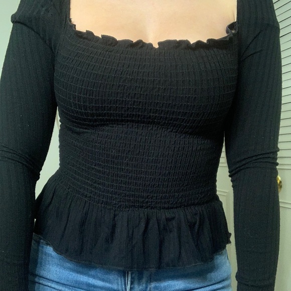 Black Square Neck Top - Picture 3 of 9